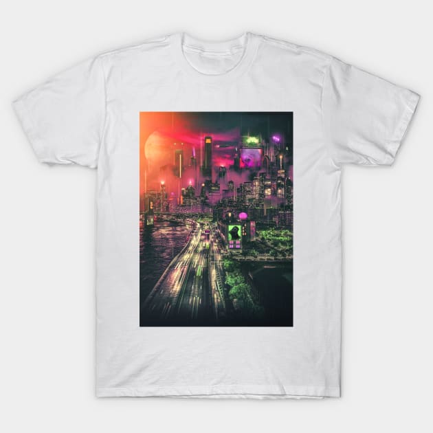 Cyberpunk City T-Shirt by A Thin Line Between